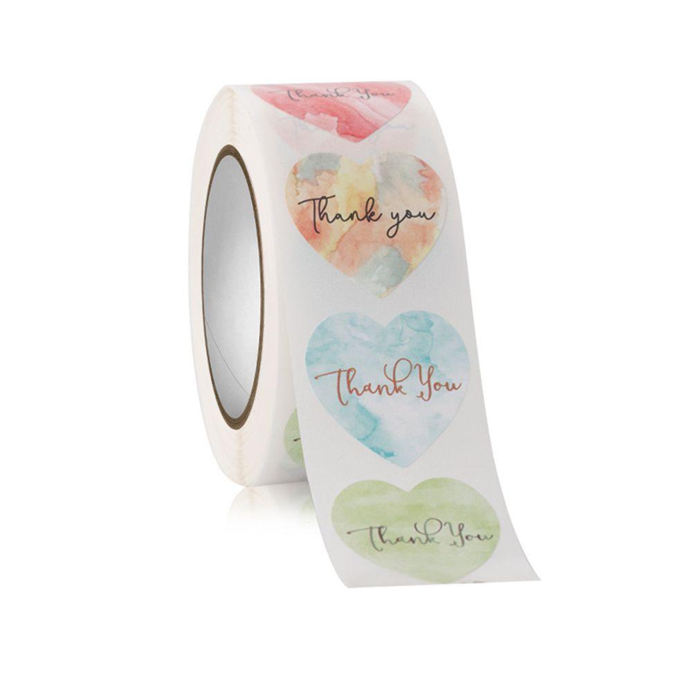 Flowers Floral Stationery Heart Shaped Label Sticker Thank You Stickers 500pcs/roll Seal Stickers