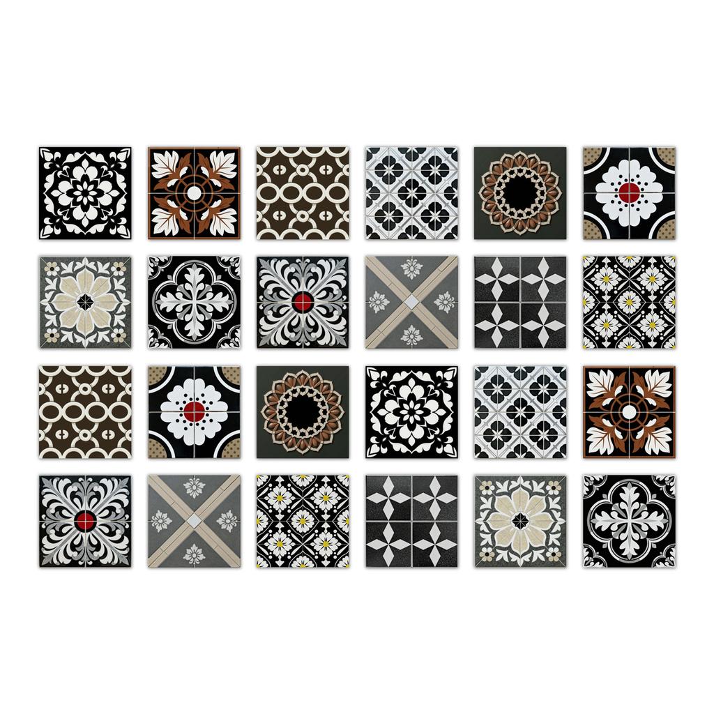 24pcs Mandala Wall Stickers Kitchen Self-Adhesive Waterproof Tile Stickers Bathroom Decor Moroccan Pvc Decal