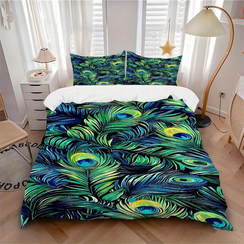 

3pcs Animal-themed Peacock Feathers Soft and Comfortable Breathability, Bedding Set, Machine Washable, Suitable for All Seasons167 135x200cm