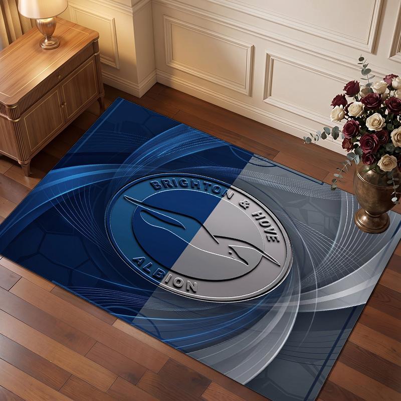 Brighton & Hove Albion Football Print Crystal Velvet Rug, Comfortable Water Absorbent Non Slip Indoor Floor Carpet