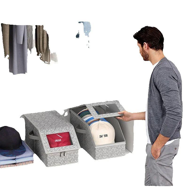 1 Piece Foldable Zipper Baseball Cap Storage Box Non-woven Dustproof Storage Box Hat Storage Box Wardrobe Storage Boxes Storage