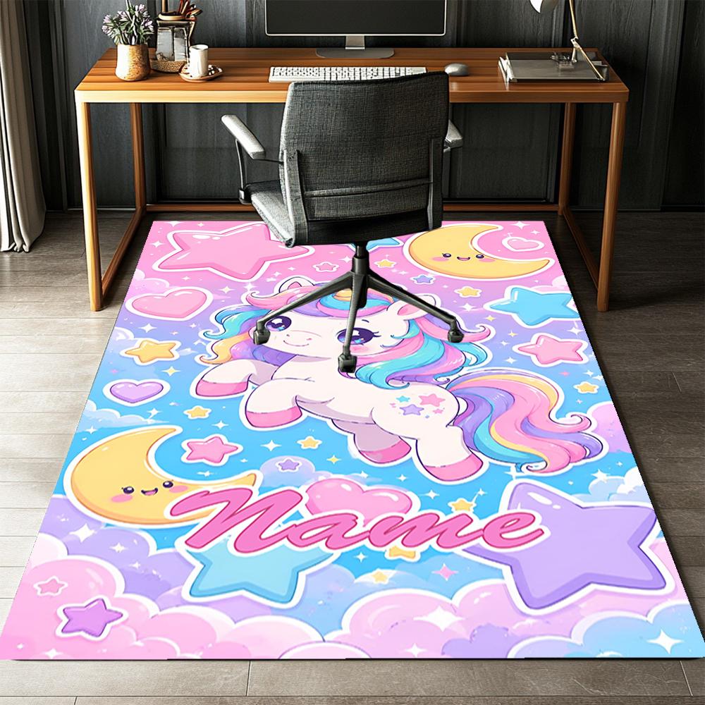 Custom Name Unicorn Printed Carpet,Rug for Office Chair Living Room Bedroom Kitchen Room Decor Gifts.