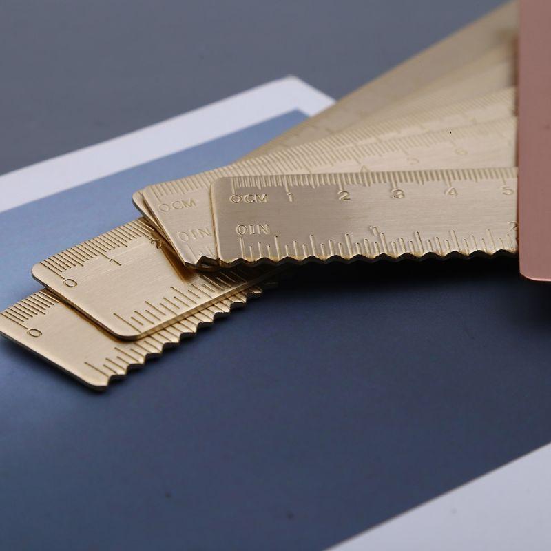 W89C 15cm Brass Straight Ruler Cartography Painting Measuring Student