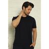 Black Men's Basic Slim Fit Crew Neck Short Sleeve Pajama Top
