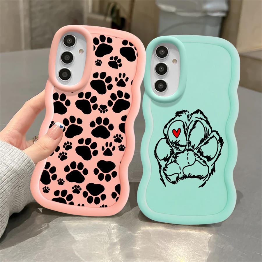 Cute Pet Paw Prints Soft Phone Cover Case for Samsung Galaxy A14 A13 A16 A12 A15 A11 A52 A21s A23 A03 A05 A22 A06 A33 A53 A04