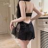 Guiruo Underwear Sexy Gathering Plus Chest Pad Pure Desire Sweet Velvet Perspective Mesh Nightdress Robe Set C1918