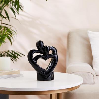 Statue en céramique représentant un couple romantique passionné pour la décoration intérieure (Paquet de 1, noir)