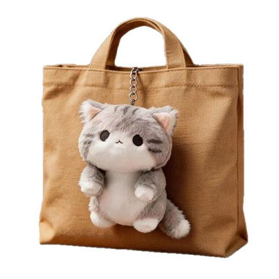 2026 Gray Soft Cat Plush Pendant - Healing Style Backpack Charm Gift for Best Friend