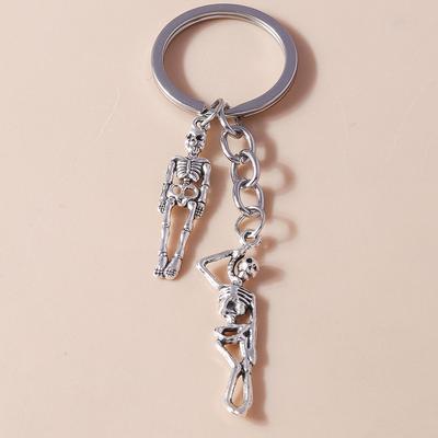 Fashion Stainless Skull Keychain Halloween Skeleton Bat Pumpkin Key Rings for Men Women Handbag Pendants DIY Party Jewelry Gifts