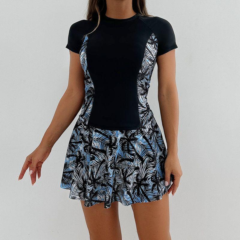 Long-Sleeved One-Piece New Style Printed Women's Swimsuit European and American Surfing Suit Bikini