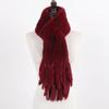 New Lady Knitted Real Rex Rabbit Fur Tassel Scarves Women Winter Warm Natural Rex Rabbit Fur Muffler Thick Knit Real Fur Scarf