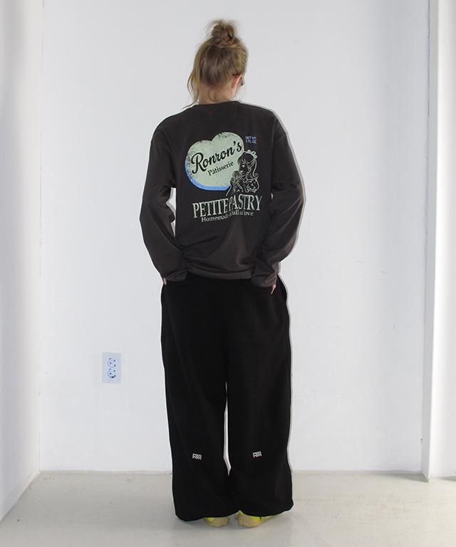 RONRON Subtle Logo Wide Sweat Pants Black