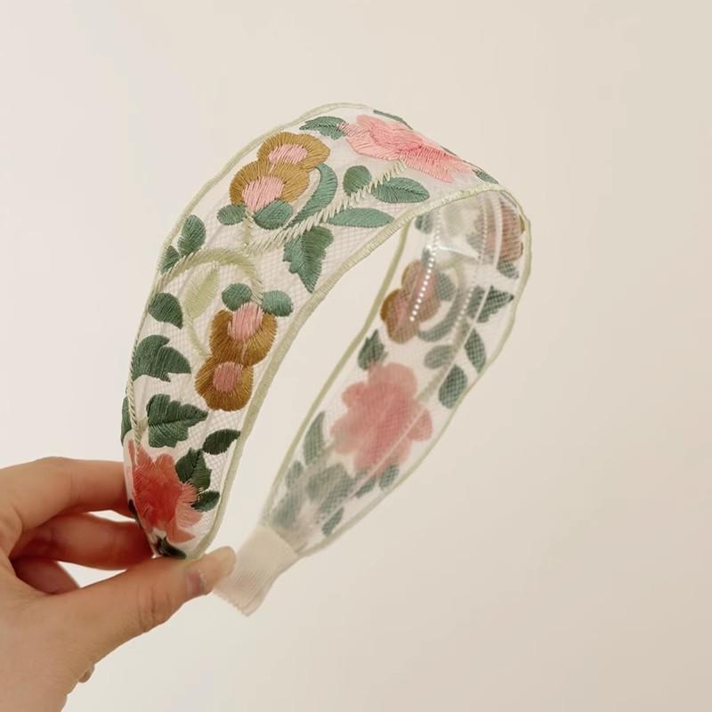 Elegant Chiffon Embroidery Flower Hairband For Women Sweet Hair Decorate Headband Hair Hoop Band Hair Accessories