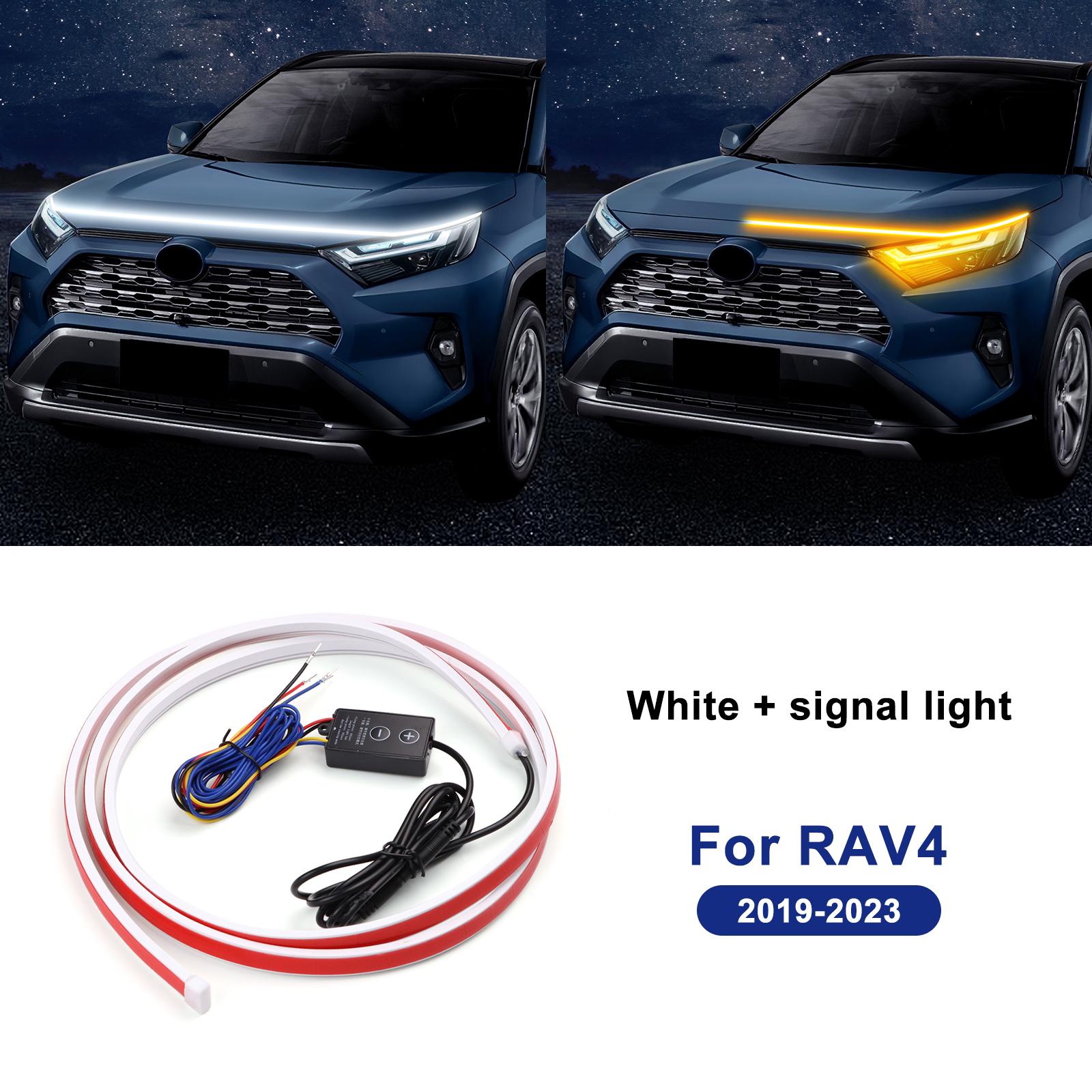 2M Светодиодная полоса на капот автомобиля, два цветовых варианта, декоративная накладка на фары для Toyota RAV4 RAV 4 - Динамическая дневная ходовая полоса, поворотник, капот 200CM