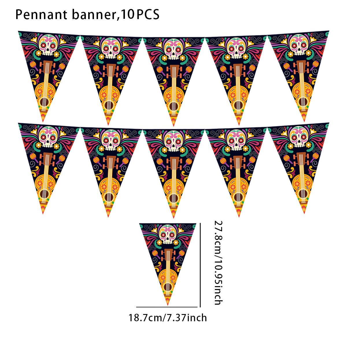 

Party Pennant Wave Pull Flag Birthday Party Supplies Atmosphere Decoration Gold Silver Pink And Blue Pennant Banner Halloween pennant of the dead 5
