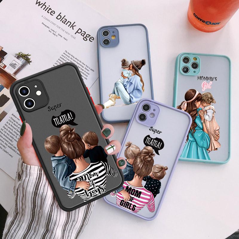 Custodia per telefono Super Mamma per iphone 12 SE2020 Bambina Moda Famiglia cover per Iphone 11 13 14 15 Pro Max X XS XR 7 8 Plus