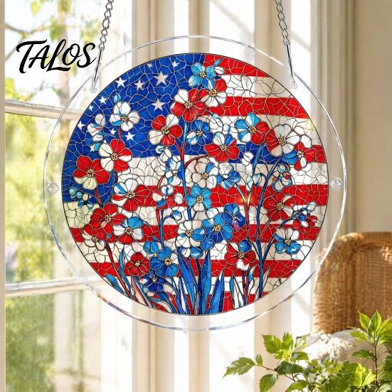 Acrylic Puzzle Suncatcher 7.48 Inch Circular DIY Suncatcher, Stained Glass Style Window Hanging Ornament, Challenging Mind Game Waterproof Pendant for