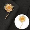 Women Brooch Rhinestone Sunflower Pin for Women, Golden Flower Lapel Suit Long-lasting Dress Scarf Hat Bag Decoration, Clothing Accessory Gift