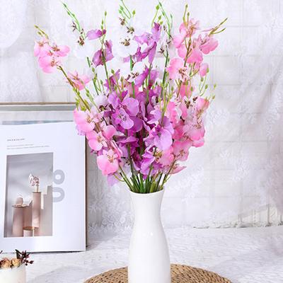 Artificial Orchids 3 Fork Realistic Colorful Fake Flower Wedding Home Office Table Centerpiece Faux Floral Branch Flower Arrangement Decoration