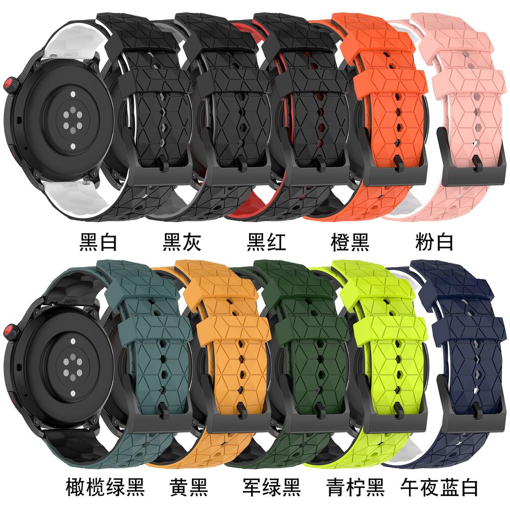 22mm 20mm Silicone Strap For Samsung Watch 7/6/5/4 Huawei Watch 4/3/GT5-4-3 Football Pattern Bracelet Amazfit GTR 4/Balance Band
