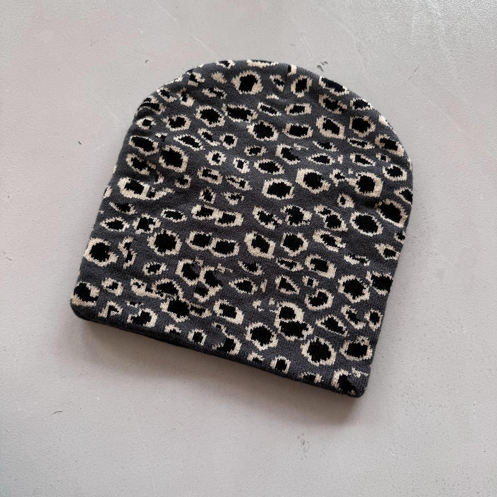 Leopard Pattern Knit Beanie Hat Fashion Warmth Cap For Casual Street Style