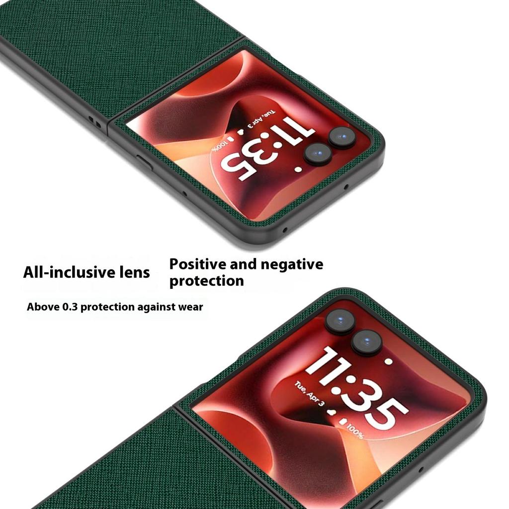 ABEEL For Motorola Razr 60 Ultra 5G Case Cross Texture Genuine Cow Leather + PC Phone Back Cover