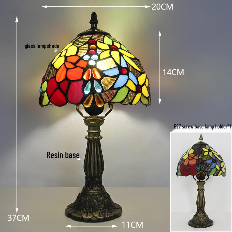Tiffany Vintage Stained Glass Table Lamp for Bedside or Cafe