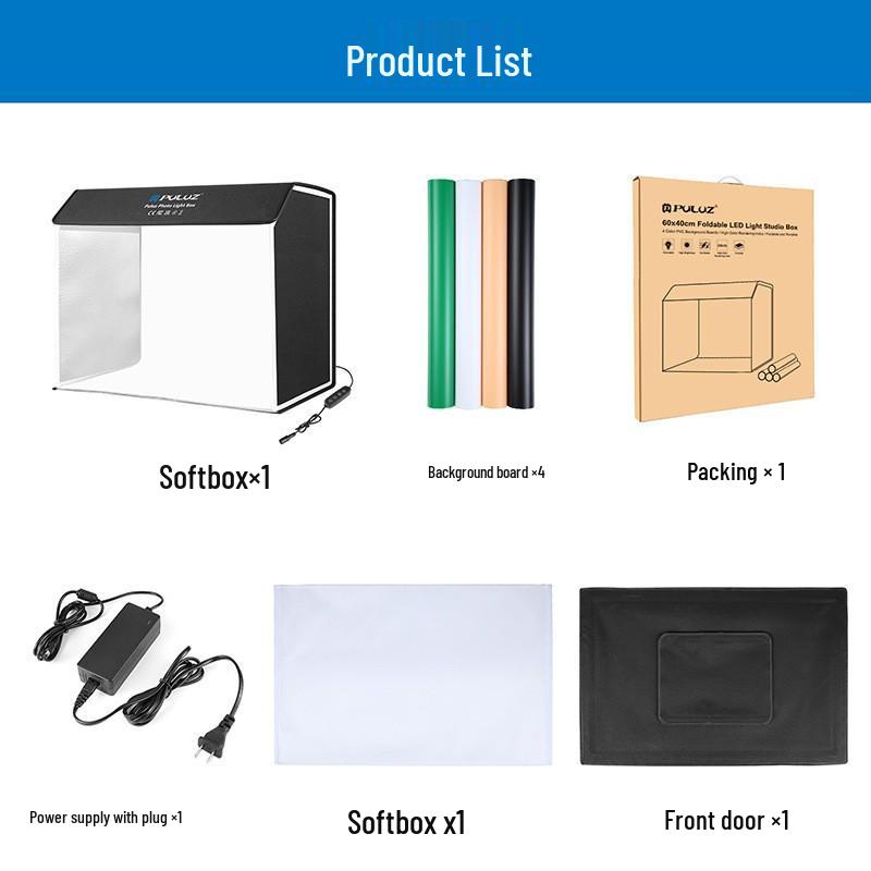 PULUZ Portable Folding LED Photo Studio Kit 60x40CM Soft Light Box