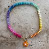 Bohemian Flower Pendant Necklace Ocean Style Choker Necklace New Rainbow Beaded Necklace  Women