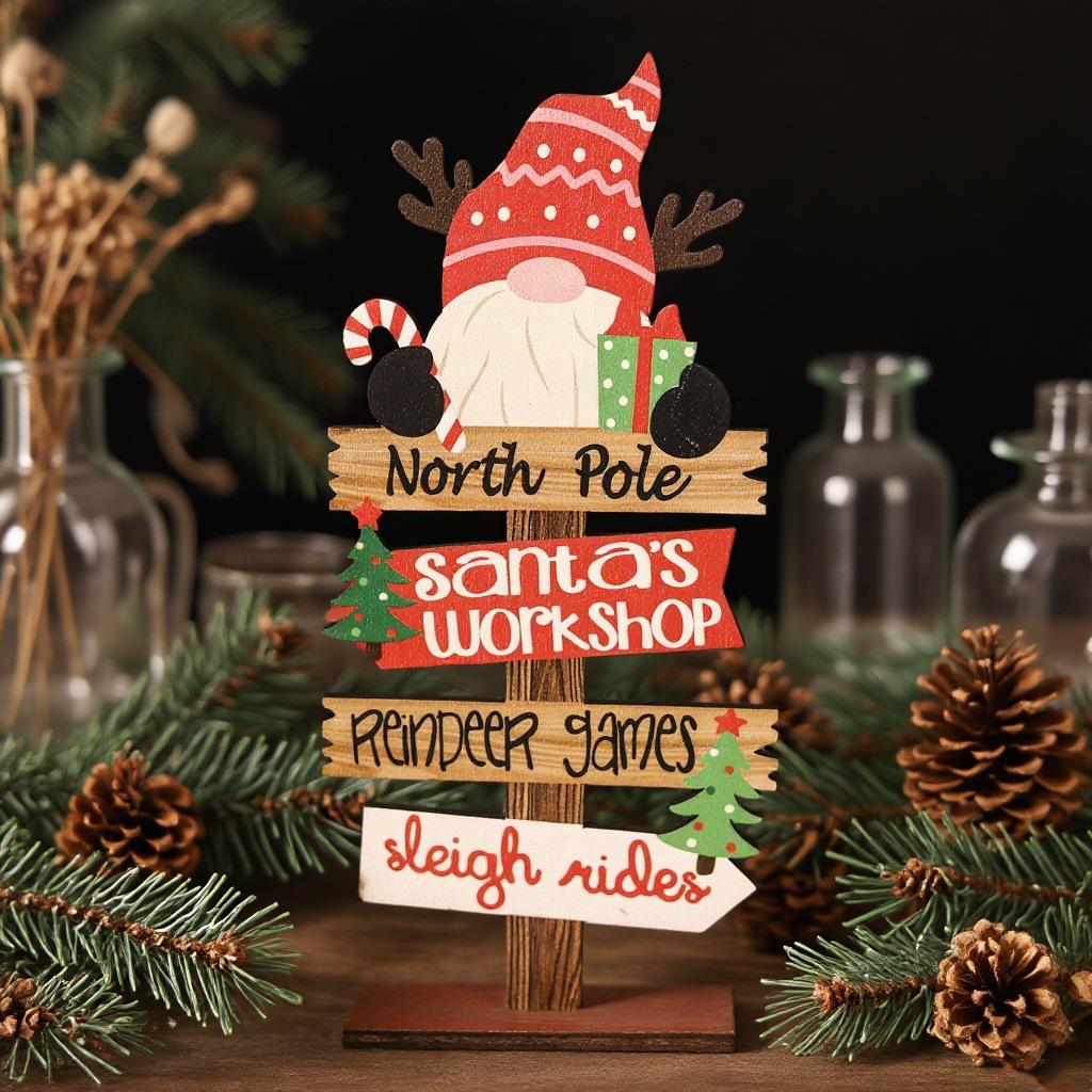 Youqi Christmas Wooden Ornaments: Faceless Old Man, Snowman, and Reindeer Festival Decorations for Desktop