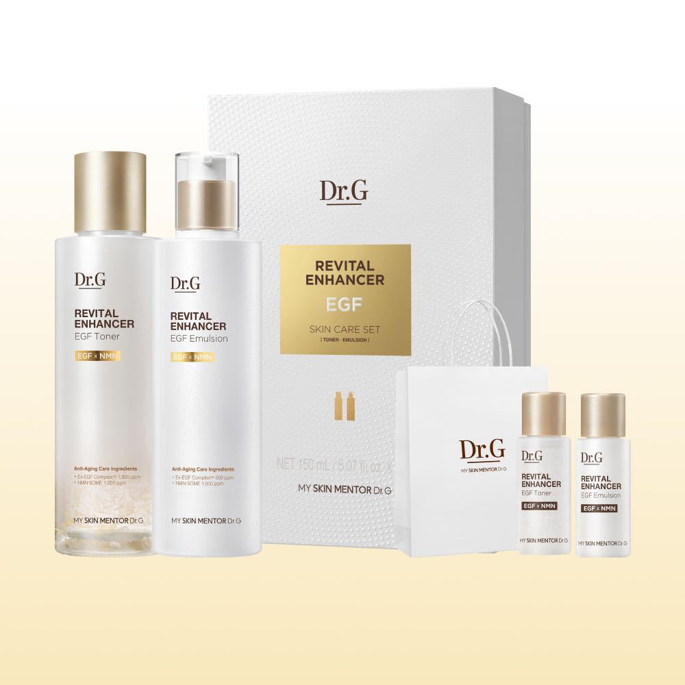 Dr.G Revital Enhancer EGF Zestaw Podstawowy Tonik 150ml + Emulsja 150ml - Zestaw Kosmetyków z EGF Pielęgnacja Ujędrniająca, Koreański