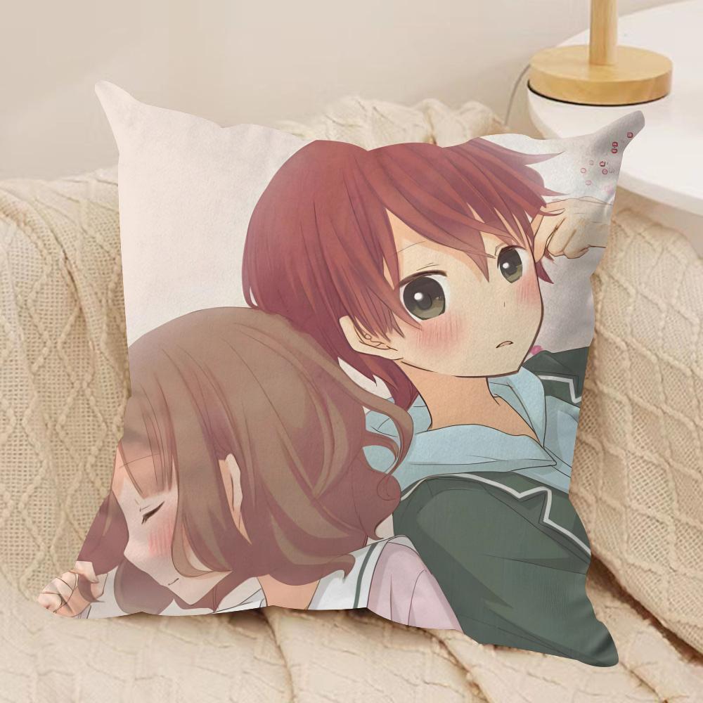 Anime M-Momokuri Cushion Cover Silky Short Plush Sofa Pillow Cover Hidden Zipper Soft Dustproof Case for Home Decor