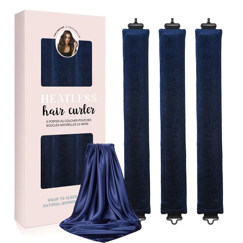 No-heat curling iron lazy sleep big wave belt 70cm silk scarf double hook type 3cm