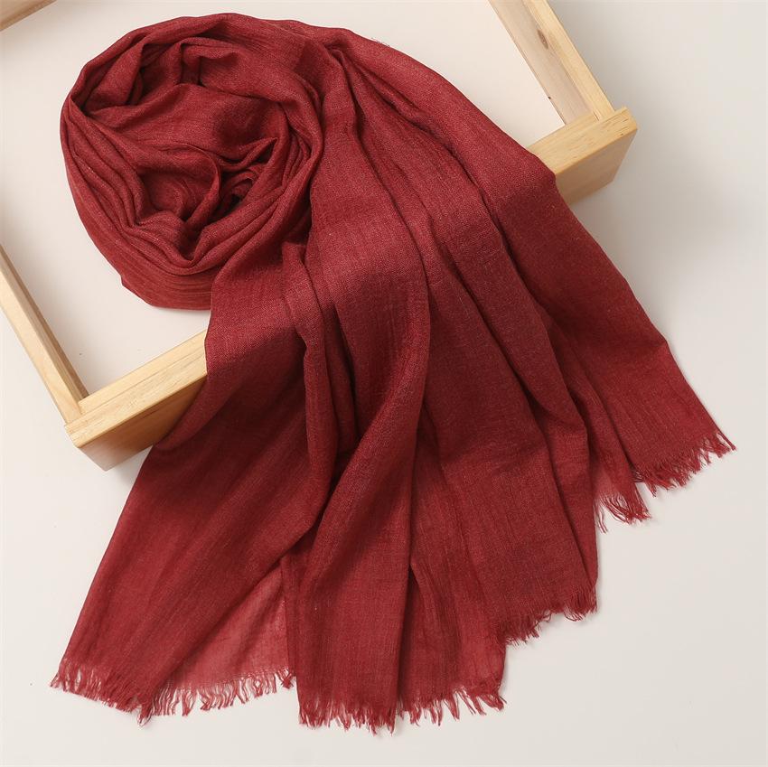 Foreign Trade Silk Scarf Cotton And Linen Headscarf Women'S Spring And Summer Solid Color Japanese And Korean Scarf Sun Protection Warm Shawl Hair