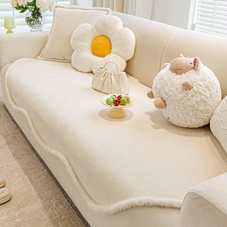 

Cream Wind Special-Shaped Sofa Seat Cushion Universal In All Seasons Irregular Sofa Full Cover Summer New Non-Slip And Anti-Cat Scratch 90*90cm