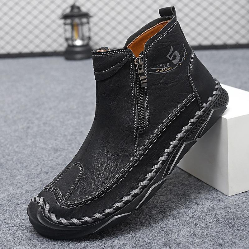 2025 Martin boots men's 2025 autumn and winter trend casual high-top men's shoes locomotive tooling shoes leather short boots