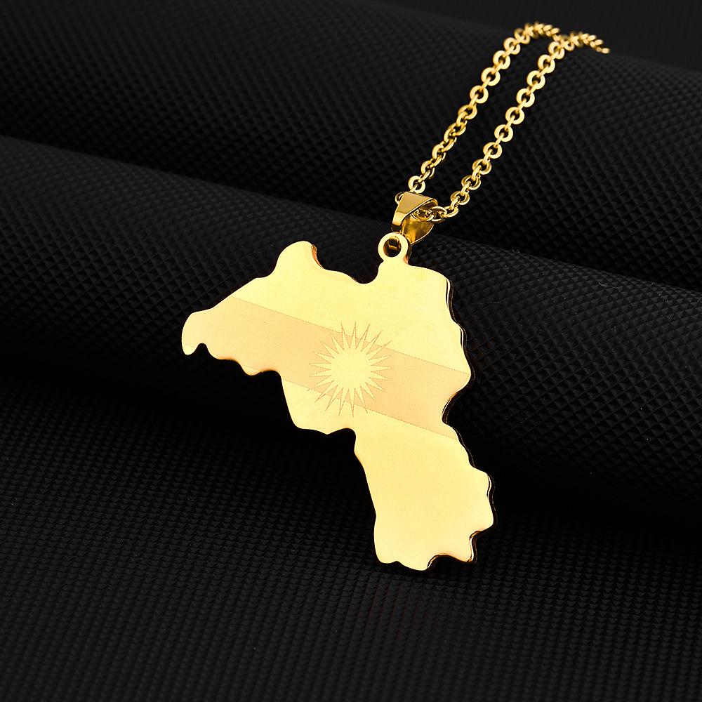 Kurdistan Pendant Necklace: Vintage Drip Oil Design, Stainless Steel for Men and Women
