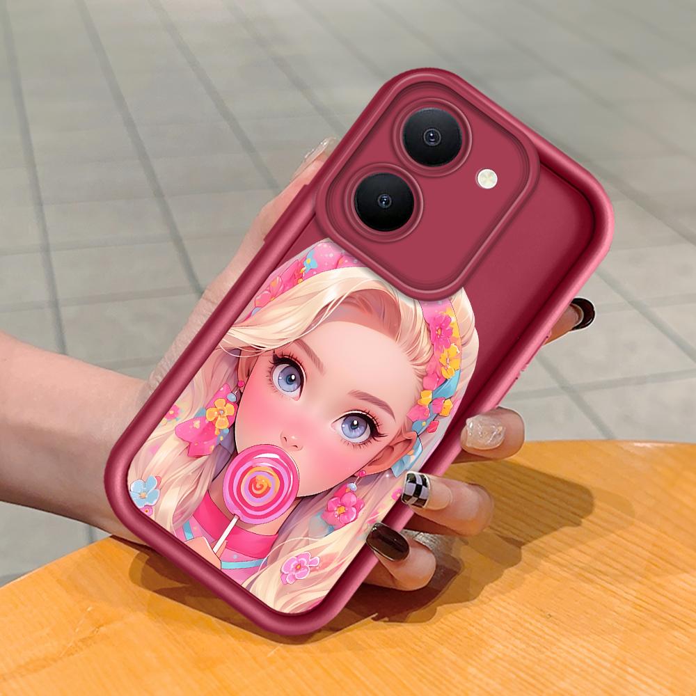 

Мягкий силиконовый квадратный чехол с рисунком лестницы для телефона, полное покрытие, противоударный защитный резиновый чехол для камеры для Vivo Vivo G2 5G темно-красного