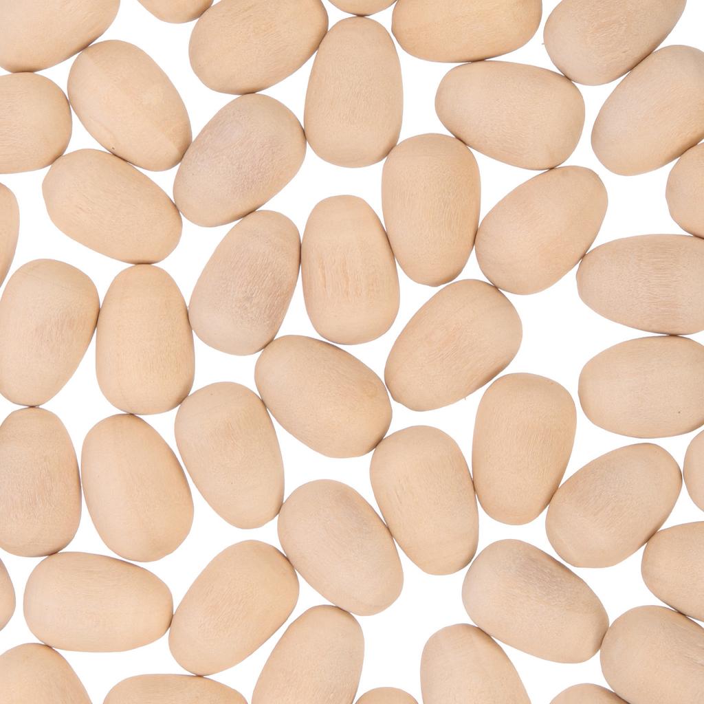 100Pcs Wooden Fake Eggs Easter Decorations Smooth Surface Paintable Craft Eggs for DIY Projects Desktop Display Holiday
