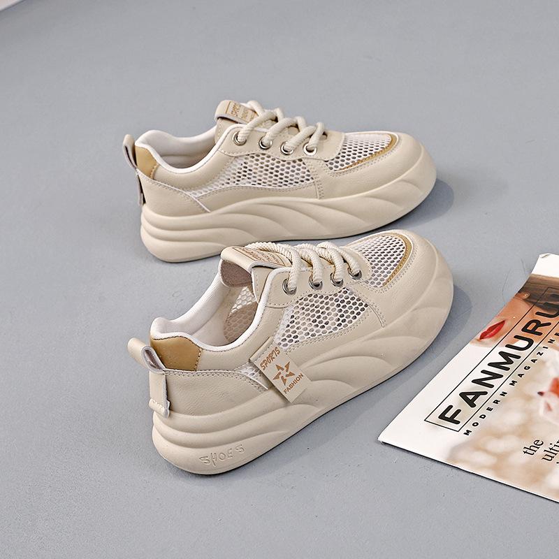 

Жіноче взуття 2024 нове весняно-літнє сітчасте біле взуття дихаюча м яка підошва повсякденне універсальне маленьке взуття для скейтборду жіноче 22 40