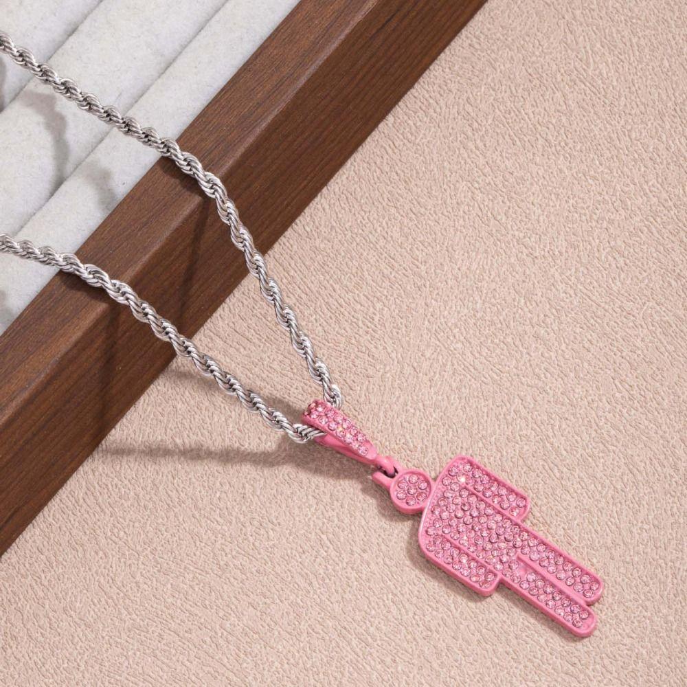 Cartoon Little Man Pendant Crooked Head Hip Hop Pendant Fashionable Rhinestone Pendant  Unisex