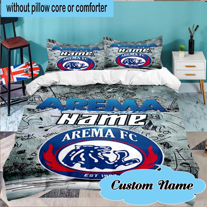 Custom Name Arema Crest Pride Bedding Set 3pcs, Bedding Set Including 1pc Duvet Cover And 2pcs Pillowcases for Bedroom, Dormitory Gift
