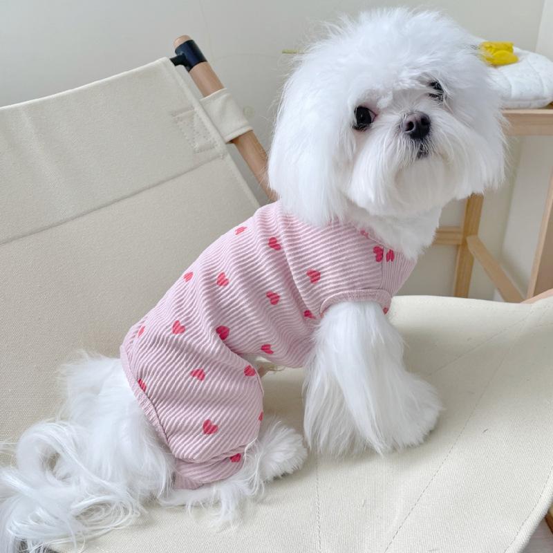 Love Four Legged Home Costume Pet Clothes Little Dog Teddy Bears Pomeranian Pajamas Puppy Dog Autumn Winter Backing Shirt