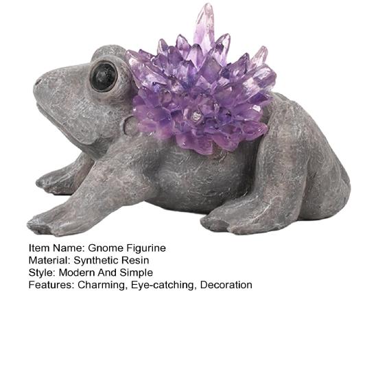 Hear-No See-No Speak-No Gnome Figurine Resin Faux Crystal Garden Dwarf Frog Owl Statue for Home Tabletop Yard Lawn Patio Decor