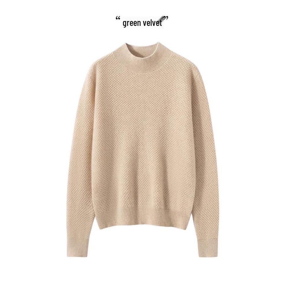 Cashmere Knit Half-High Neck Winter Cardigan Sweater