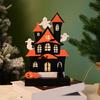 Halloween Party Wood Sign LED Lighted Ghostly Haunted Houses Decors Pumpkin Ornament with Realistic Detail Table Decors