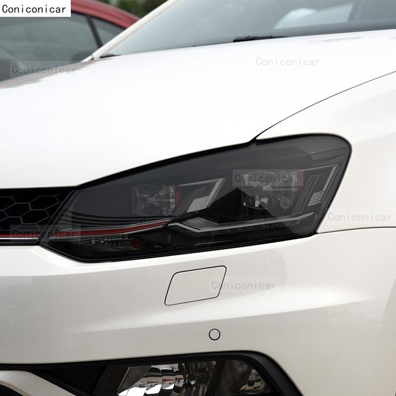 For Volkswagen POLO 2012-2016 Car Headlight Black TPU Protective Cover Film Front Light Tint Change Color Sticker Accessories