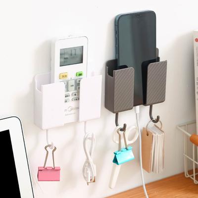 TV Air Conditioning Remote Control Storage Box Wall Hanging Bedside Mobile Phone Storage Perforation-free Storage Shelf Hook Wall Hanger