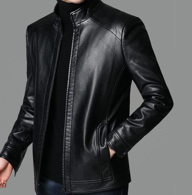 Autumn and Winter Men's Jacket Thickened Leather Jacket Dad Wear A Large Size High-quality Leather Jacket Windproof and Rainproof