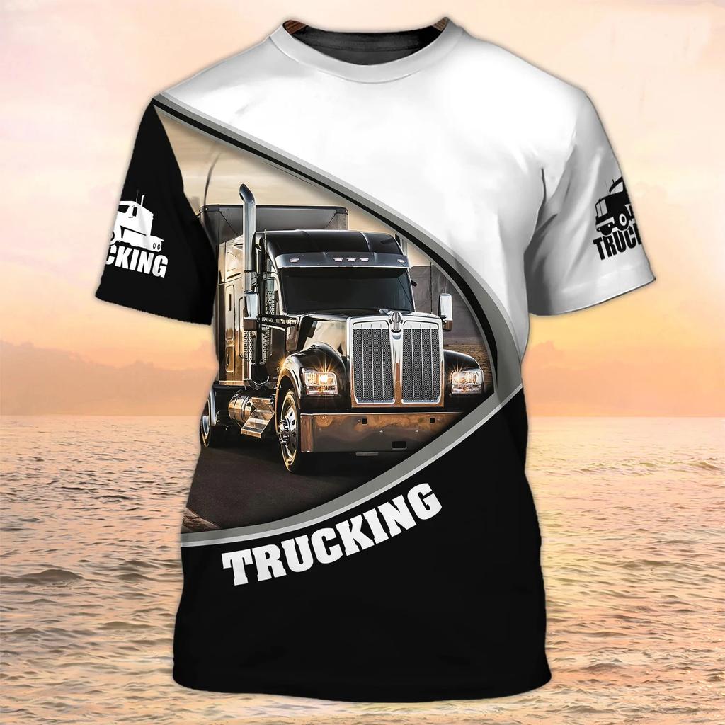 Camion Stampa 3D T Shirt Uomo Estate O-collo Manica Corta Oversize Top Casual Tee Allentato Streetwear Unisex Harajaku
